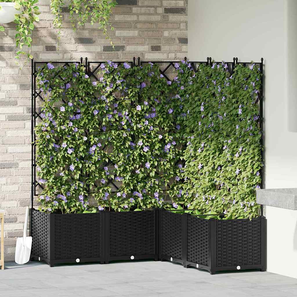Havekrukke med trellis 5 pcs Sort 120 x 120 x 143 cm PP