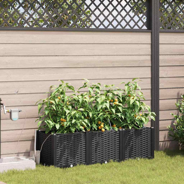 Have Blomsterkrukke 3 stk. Sort 120 x 40 x 37,5 cm PP