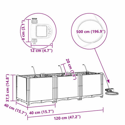Have Blomsterkrukke 3 stk. Sort 120 x 40 x 37,5 cm PP