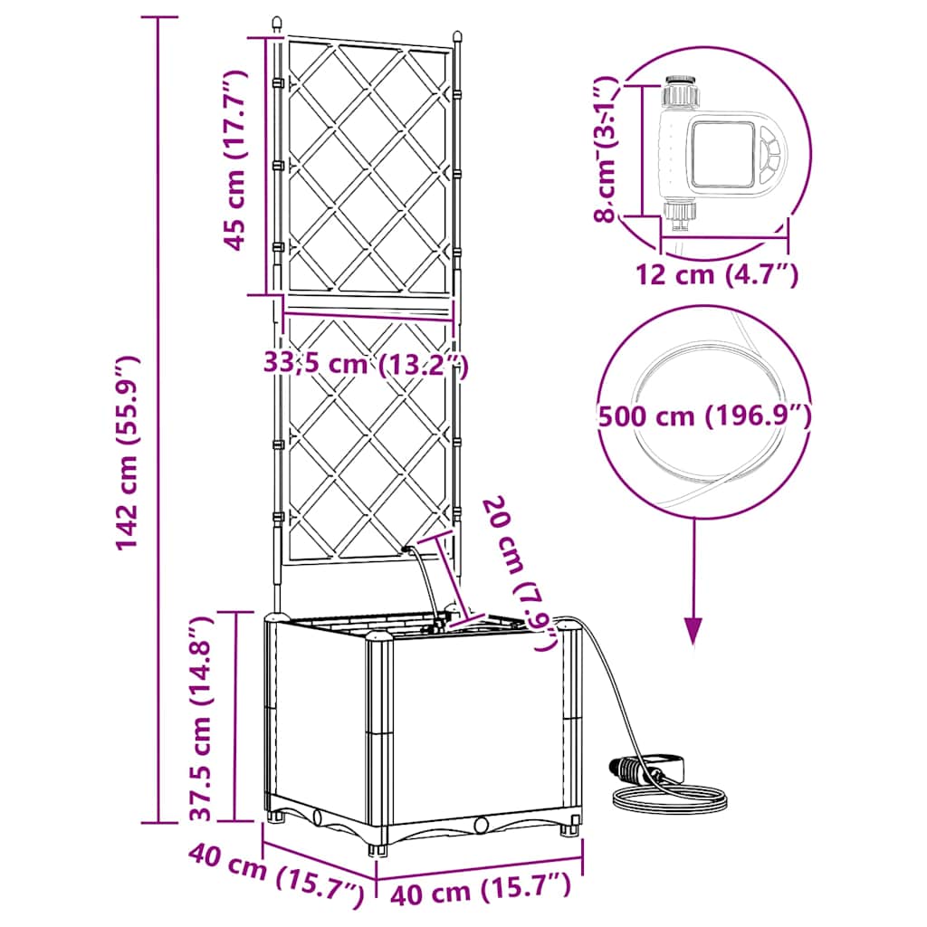 Havekrukker Sort 40 x 40 x 142 cm Stål
