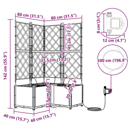 Have Blomsterkrukke 3 stk. Sort 80 x 80 x 142 cm PP