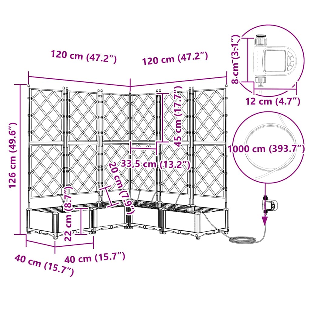 Havekrukker Sort 120 x 120 x 126 cm Stål