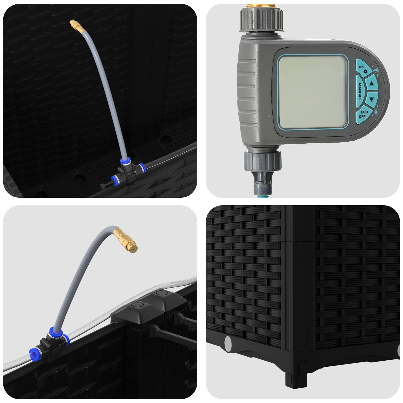 Have Blomsterkrukke 4 pcs Sort 160 x 40 x 53 cm Stål