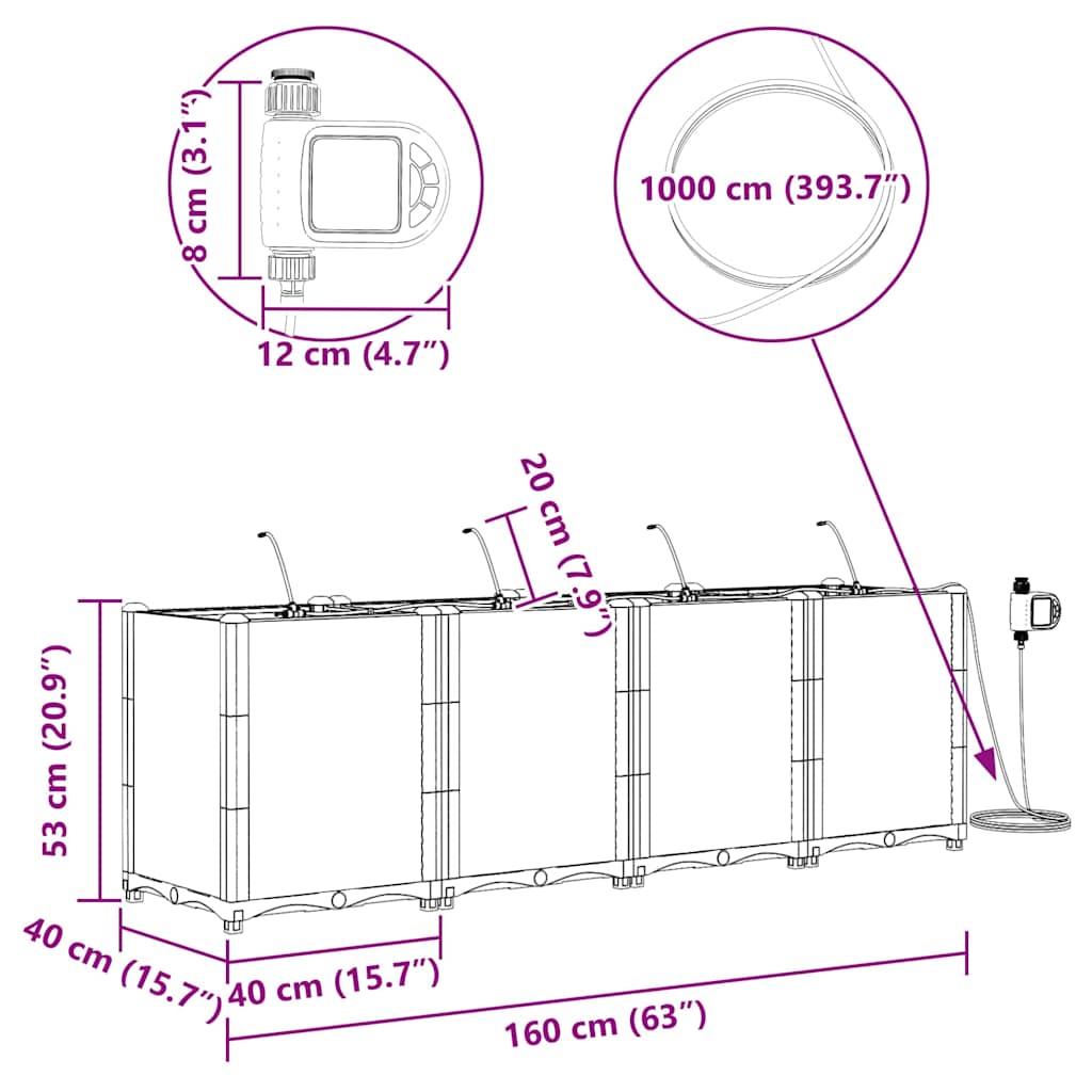 Havekrukker Sort 160 x 40 x 52 cm Stål