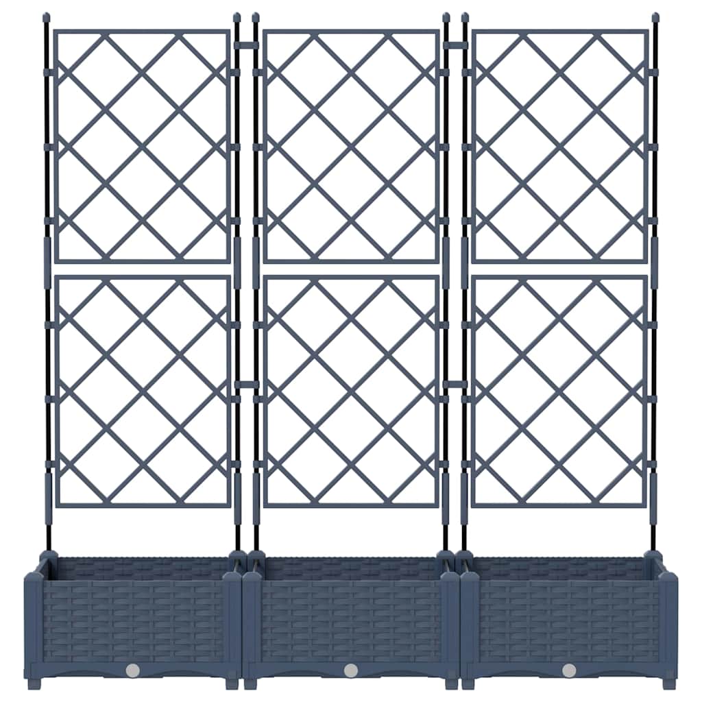 Havekrukke med trellis 3 pcs Grå 120 x 40 x 125.5 cm PP