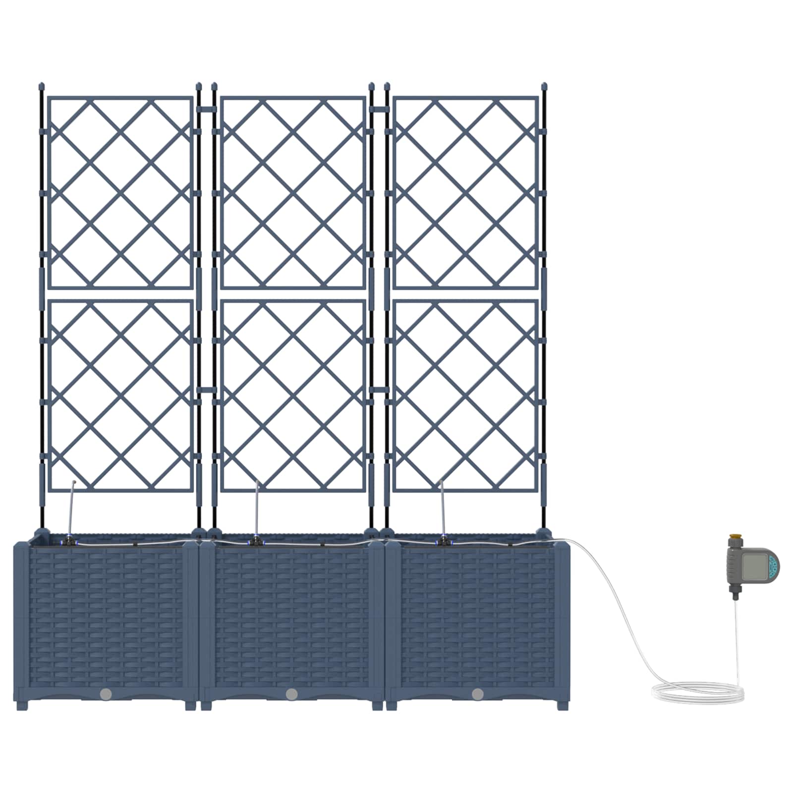 Havekrukke med trellis 3 pcs Grå 120 x 40 x 143 cm PP