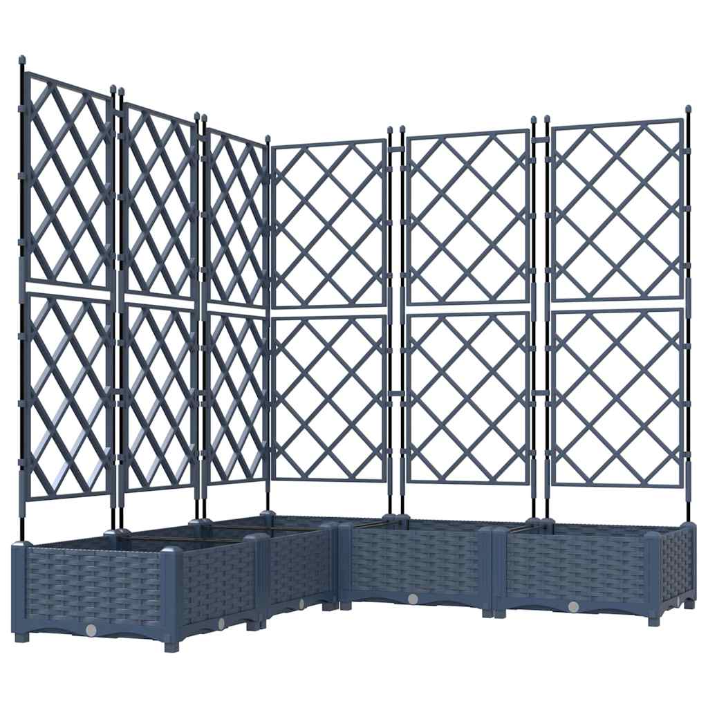 Havekrukke med trellis 5 pcs Grå 120 x 120 x 125.5 cm PP