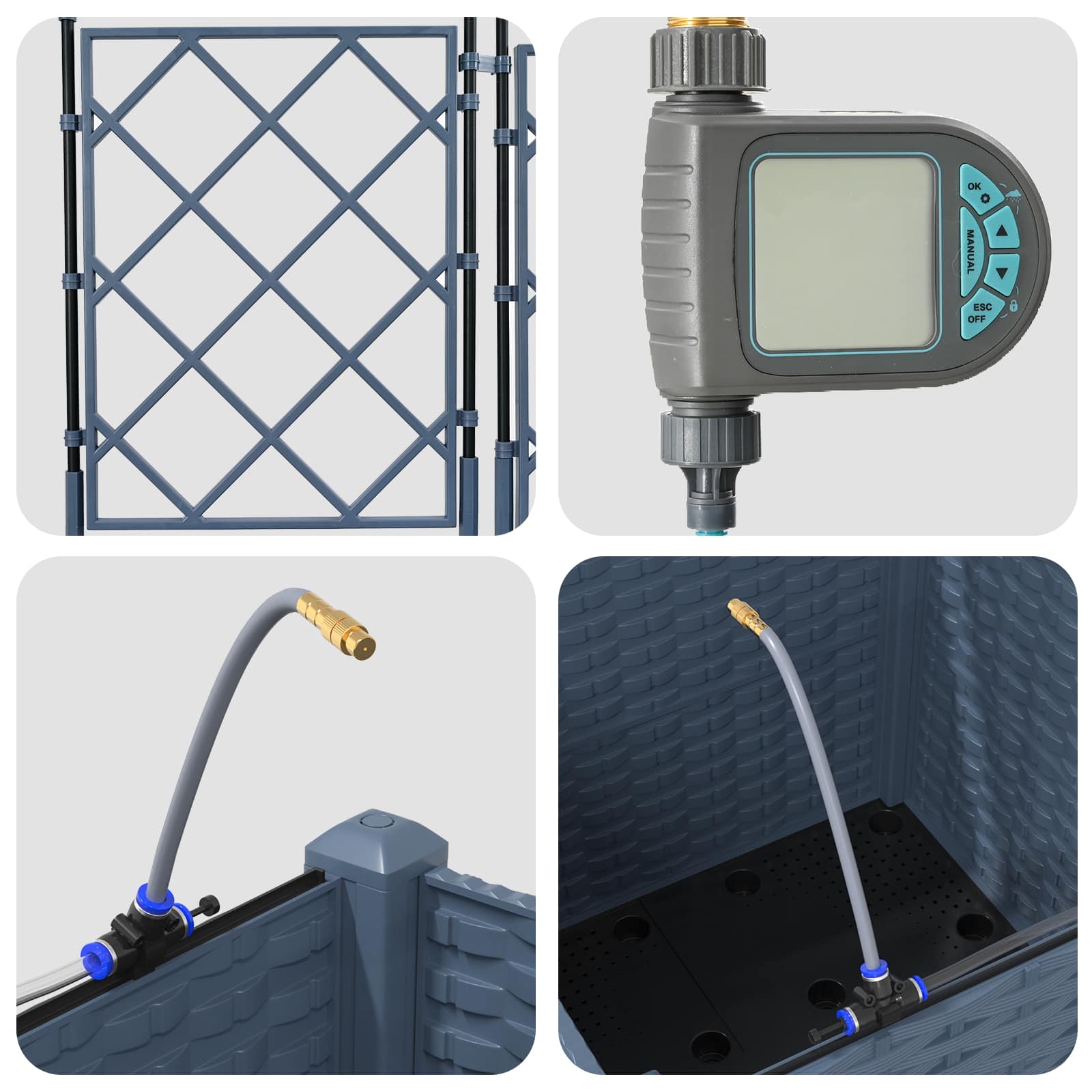 Havekrukker Grå 40 x 40 x 142 cm Stål