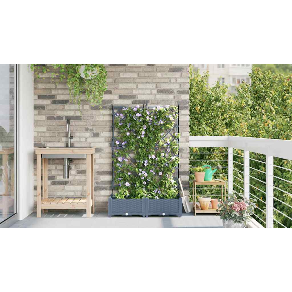 Havekrukke med trellis 2 pcs Lysegrå 80 x 40 x 125.5 cm PP