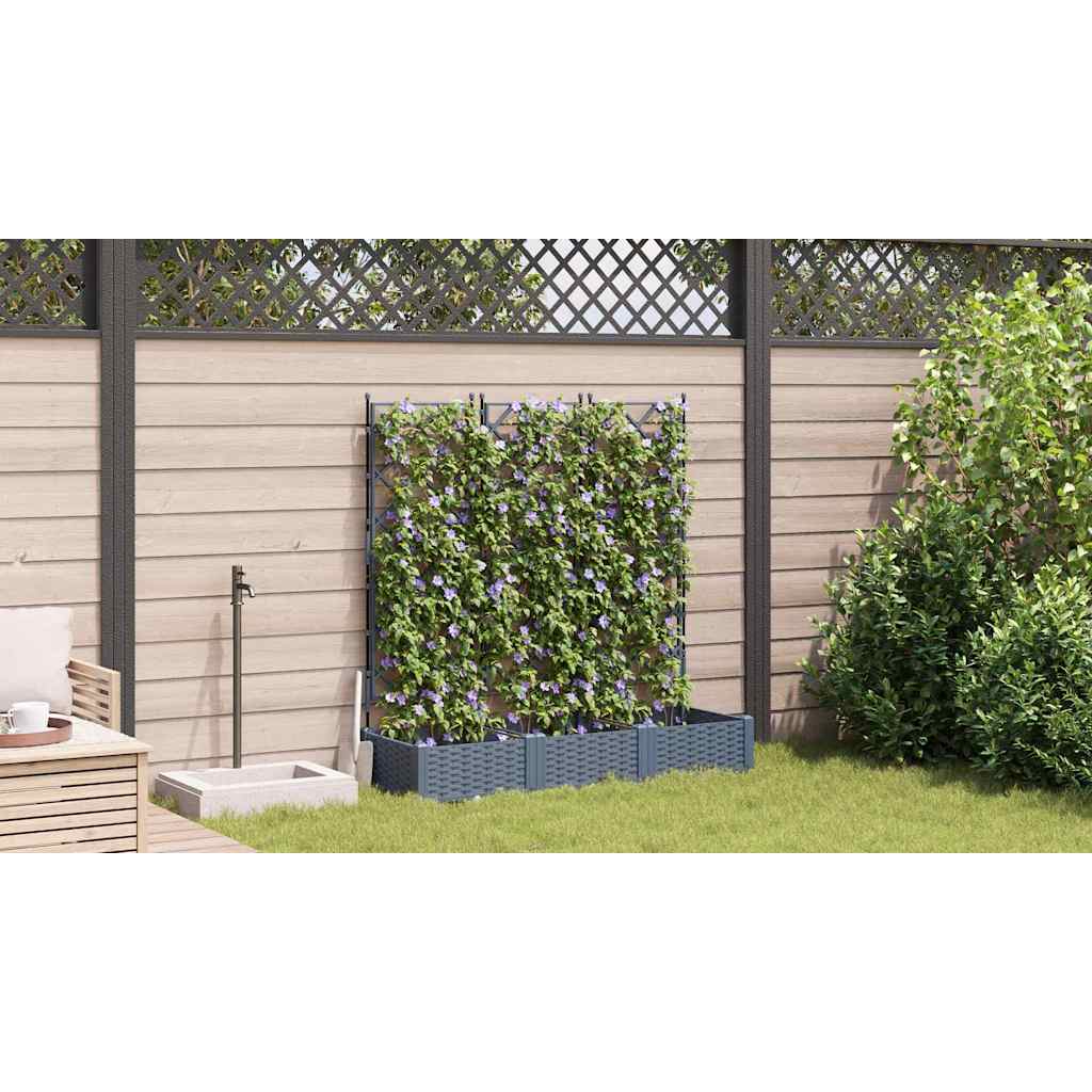 Havekrukke med trellis 3 pcs Lysegrå 120 x 40 x 125.5 cm PP
