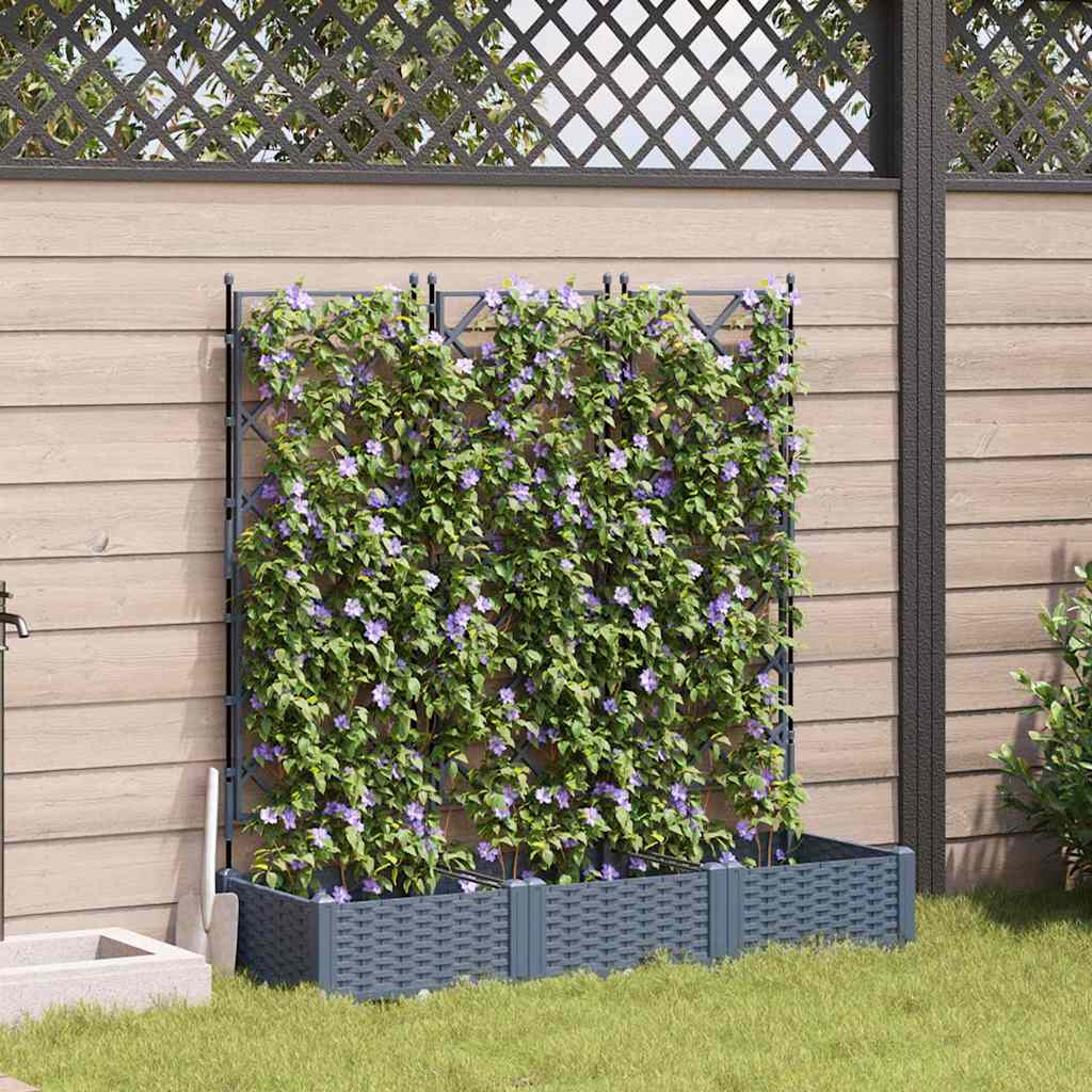 Havekrukke med trellis 3 pcs Lysegrå 120 x 40 x 125.5 cm PP