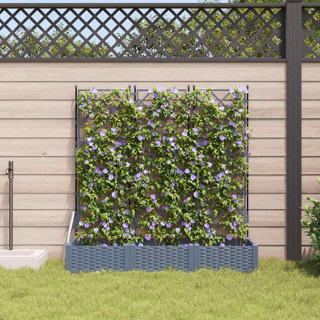 Havekrukke med trellis 3 pcs Lysegrå 120 x 40 x 125.5 cm PP