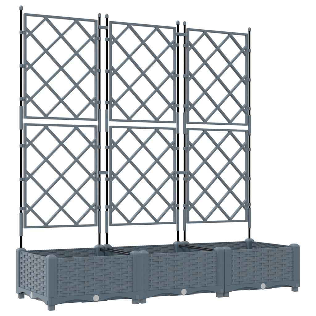 Havekrukke med trellis 3 pcs Lysegrå 120 x 40 x 125.5 cm PP