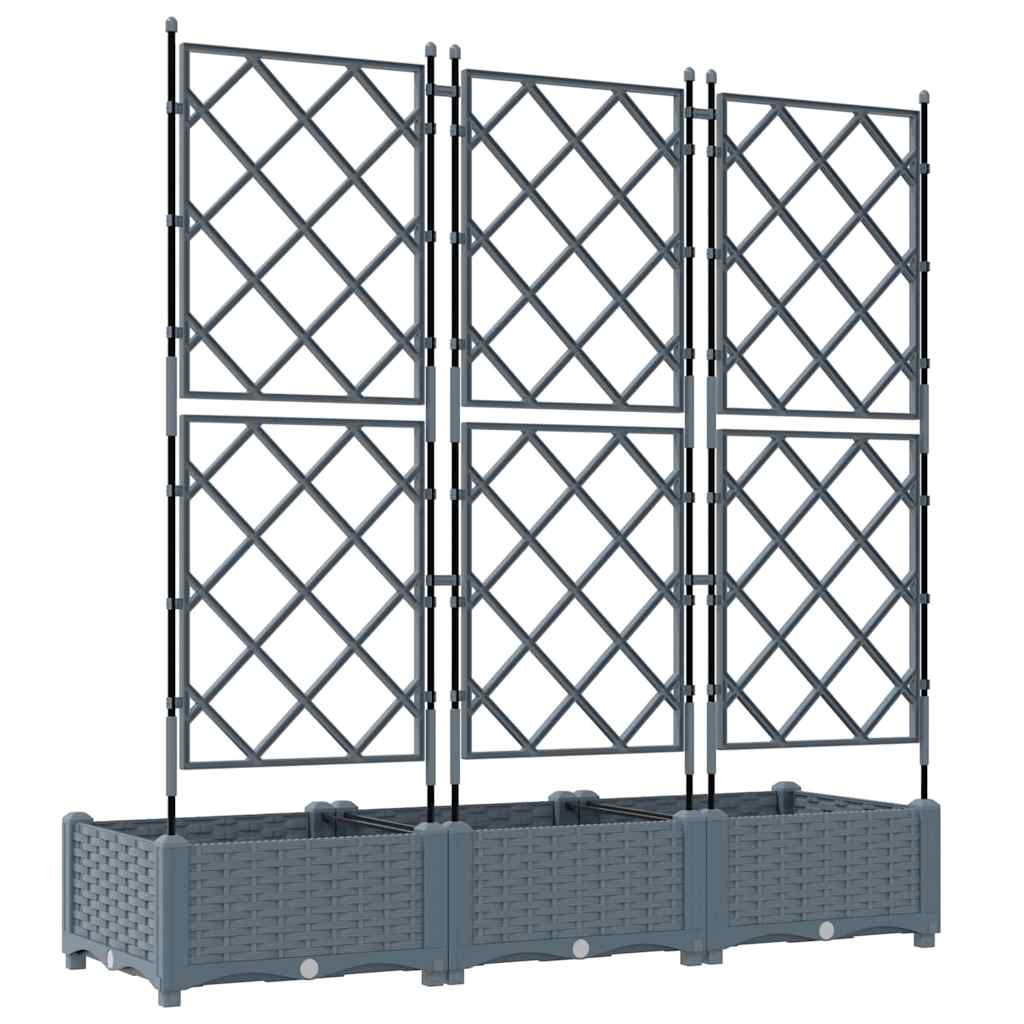 Havekrukke med trellis 3 pcs Lysegrå 120 x 40 x 125.5 cm PP