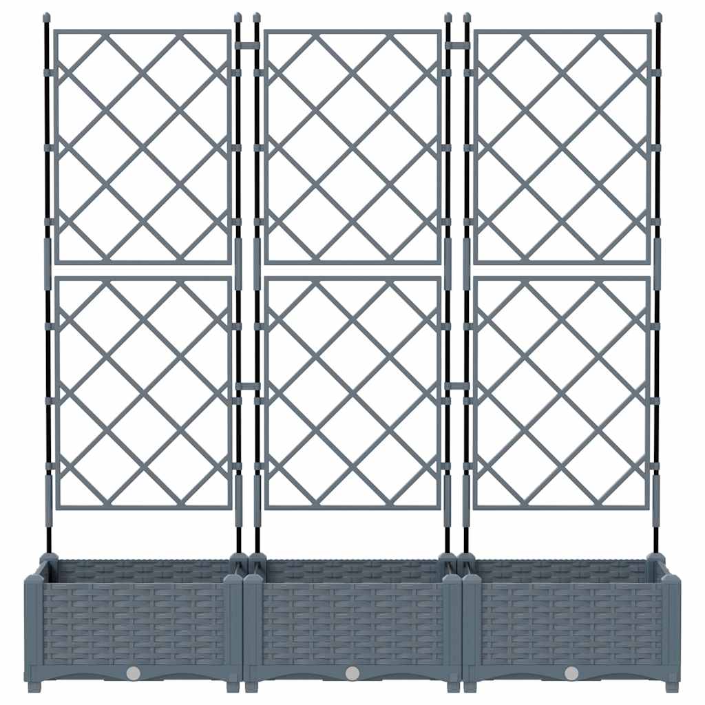 Havekrukke med trellis 3 pcs Lysegrå 120 x 40 x 125.5 cm PP