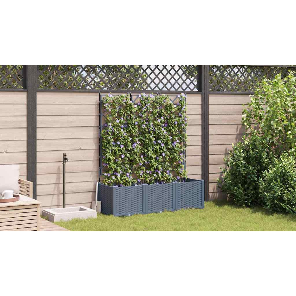 Havekrukke med trellis 3 pcs Lysegrå 120 x 40 x 143 cm PP