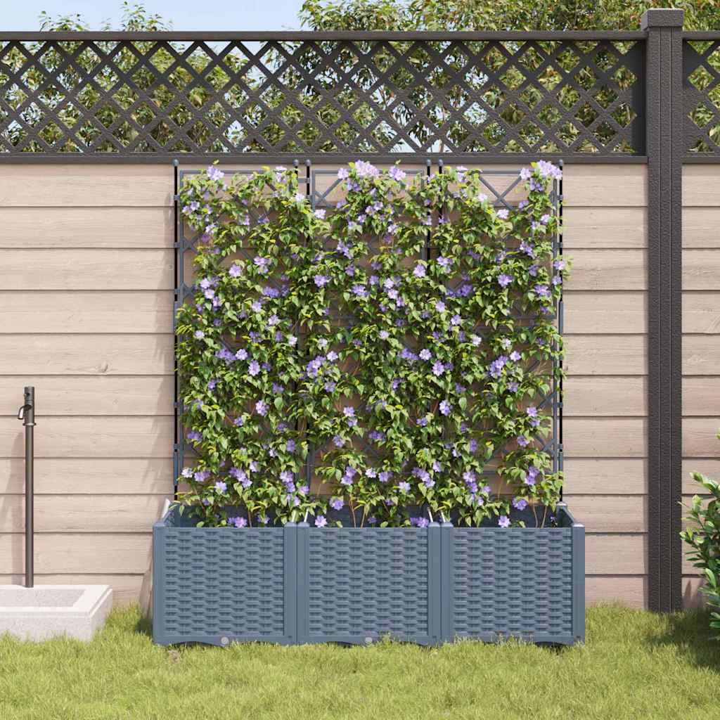 Havekrukke med trellis 3 pcs Lysegrå 120 x 40 x 143 cm PP