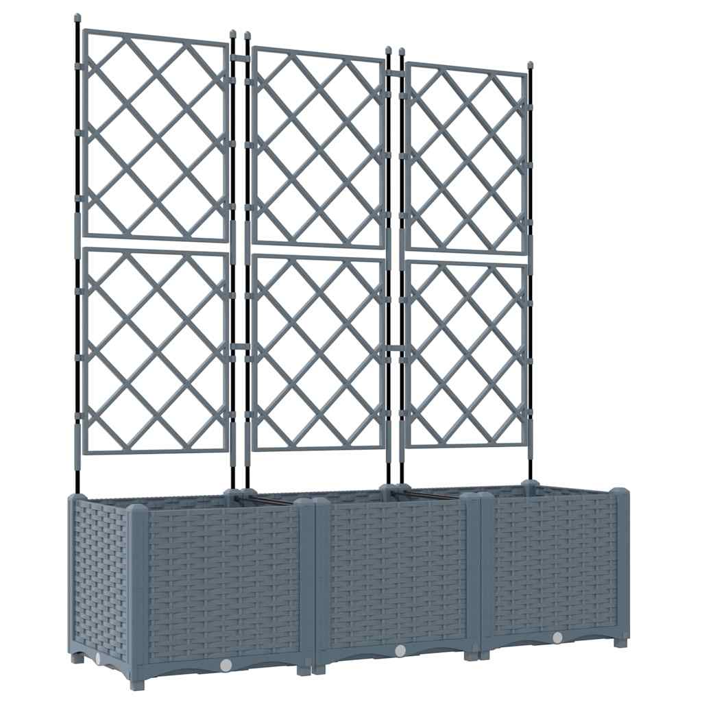 Havekrukke med trellis 3 pcs Lysegrå 120 x 40 x 143 cm PP