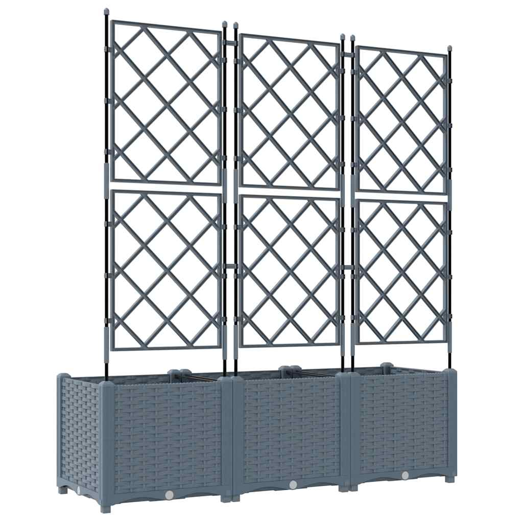 Havekrukke med trellis 3 pcs Lysegrå 120 x 40 x 143 cm PP