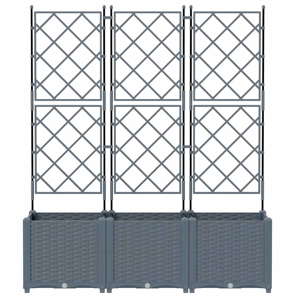 Havekrukke med trellis 3 pcs Lysegrå 120 x 40 x 143 cm PP