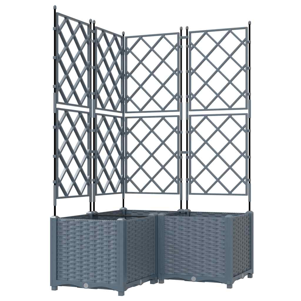 Havekrukke med trellis 3 pcs Lysegrå 80 x 80 x 143 cm PP