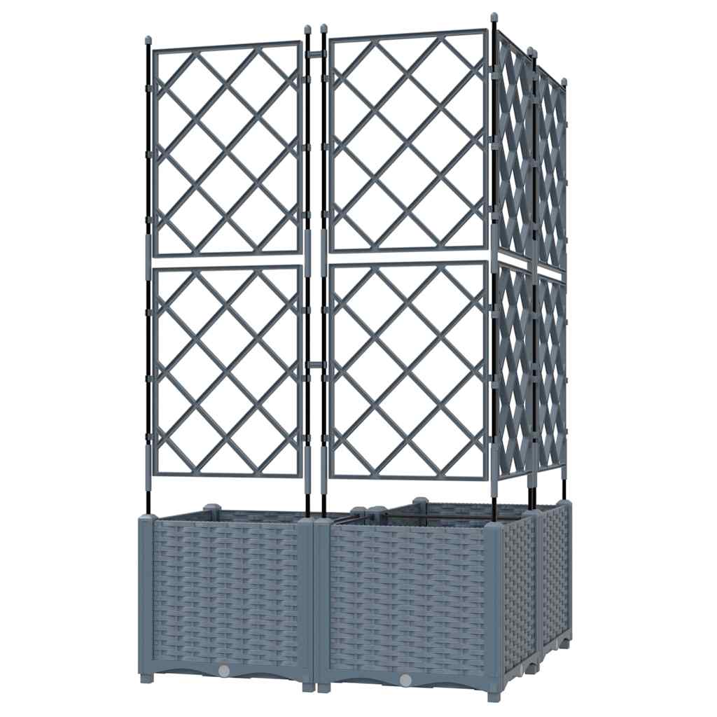 Havekrukke med trellis 3 pcs Lysegrå 80 x 80 x 143 cm PP
