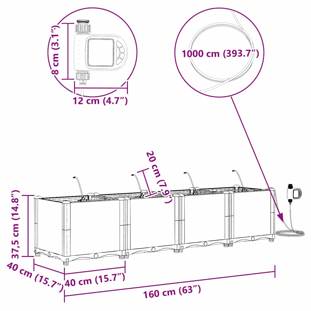 Havekrukker Lysegrå 160 x 40 x 37,5 cm Stål