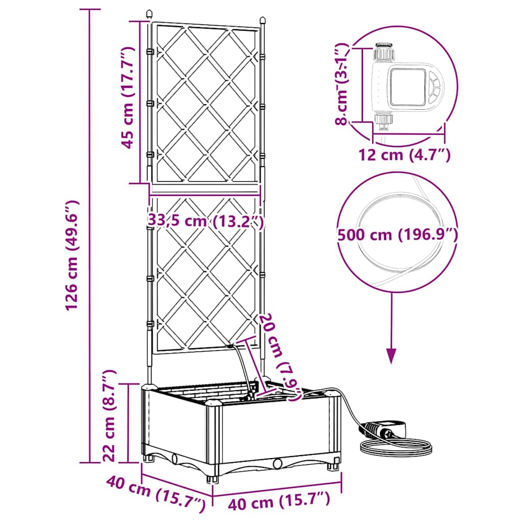 Havekrukker Lysegrå 40 x 40 x 126 cm Stål