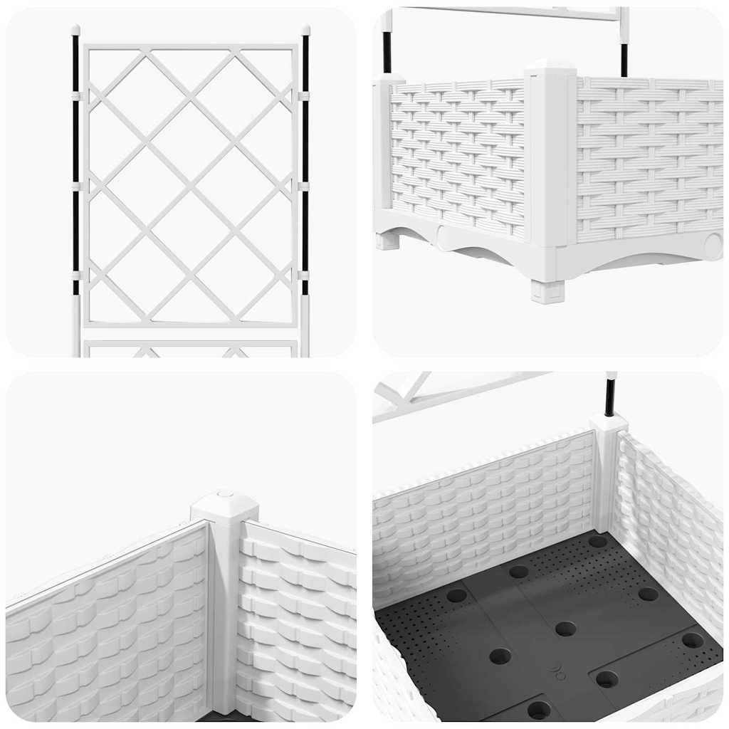 Havekrukke med trellis Hvid 40 x 40 x 125.5 cm PP