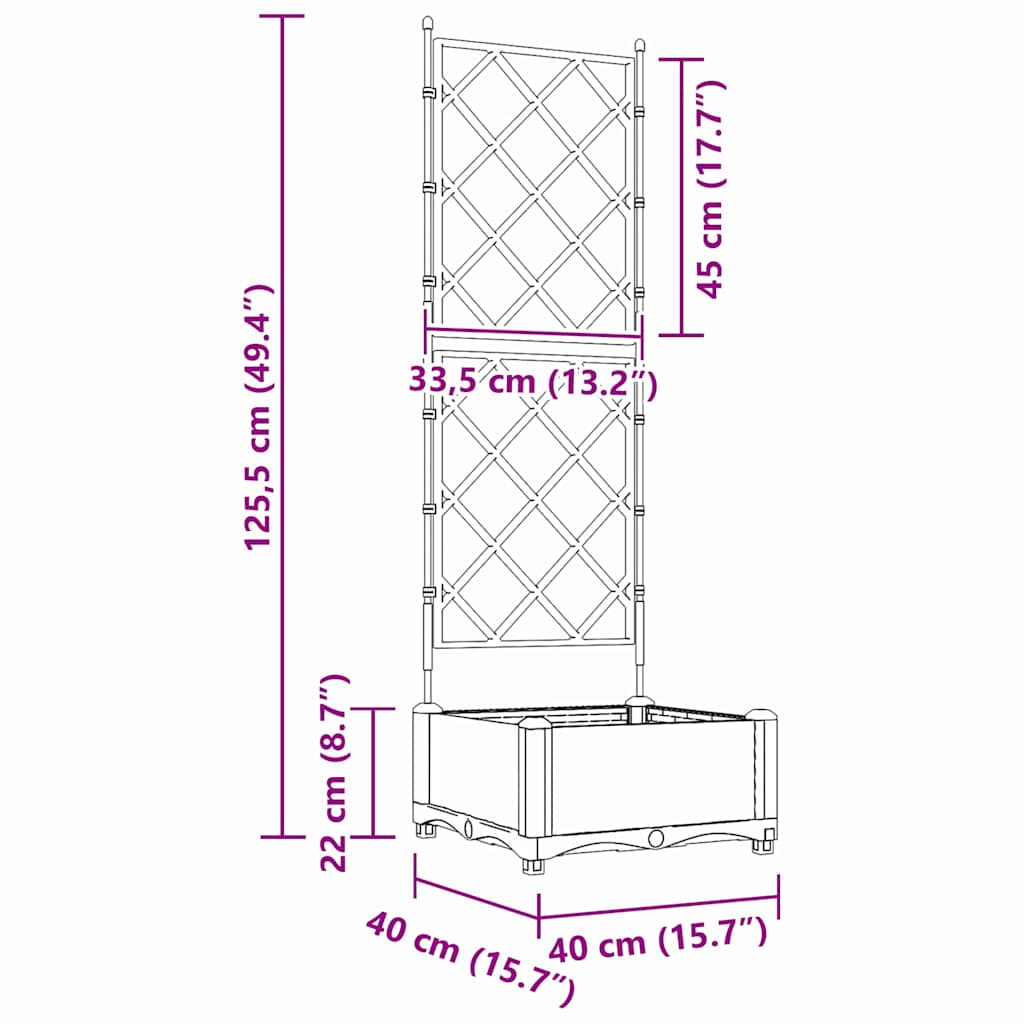 Havekrukke med trellis Hvid 40 x 40 x 125.5 cm PP