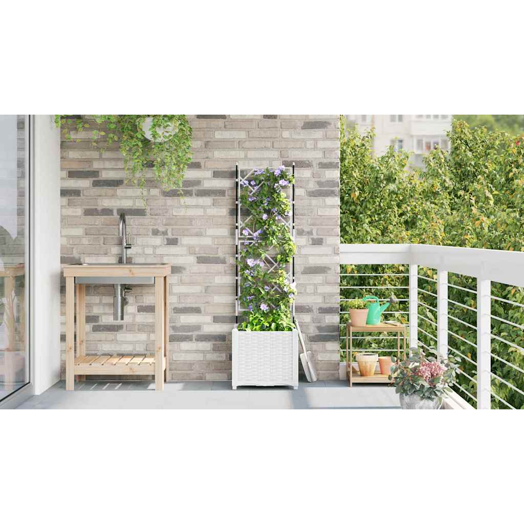Havekrukke med trellis Hvid 40 x 40 x 143 cm PP