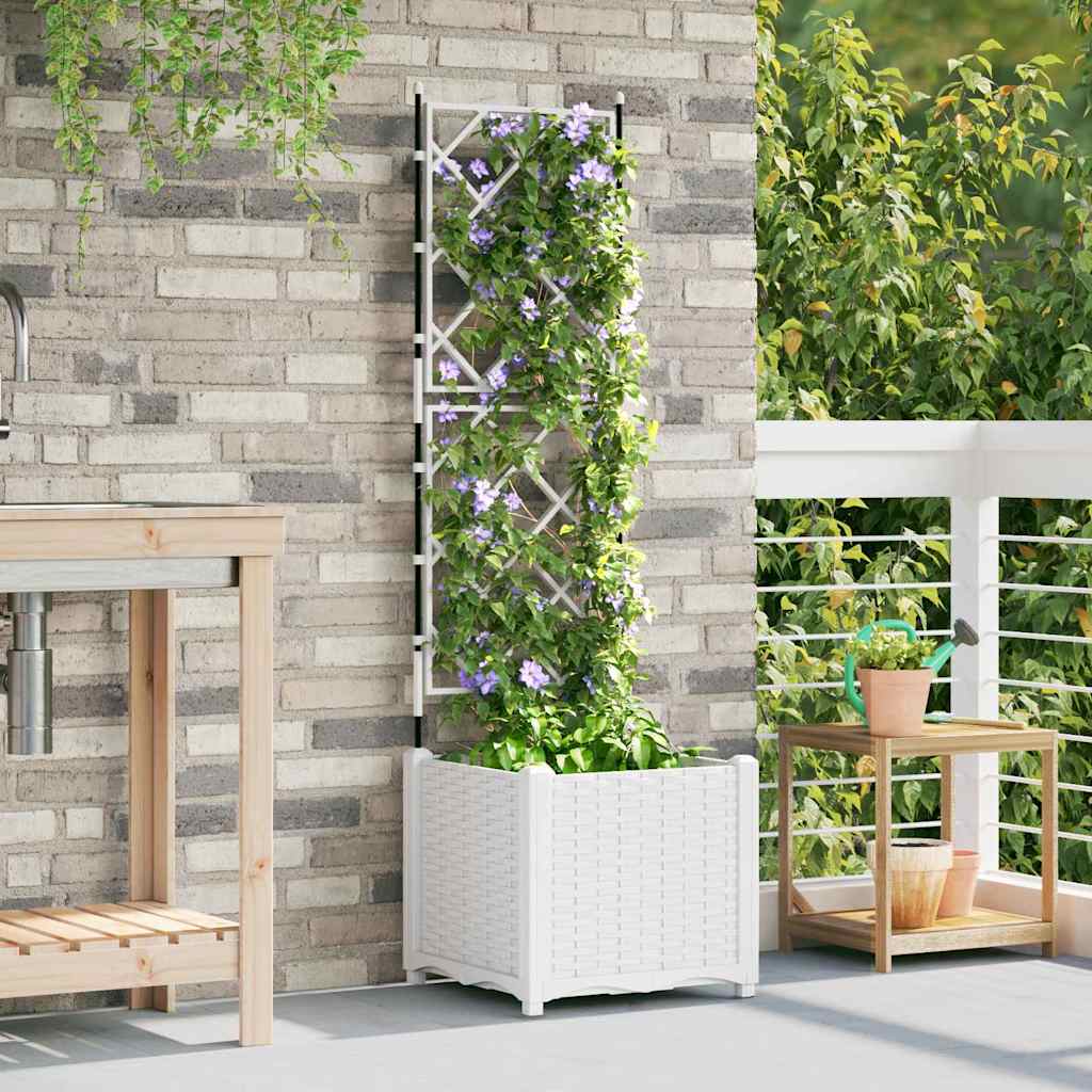 Havekrukke med trellis Hvid 40 x 40 x 143 cm PP