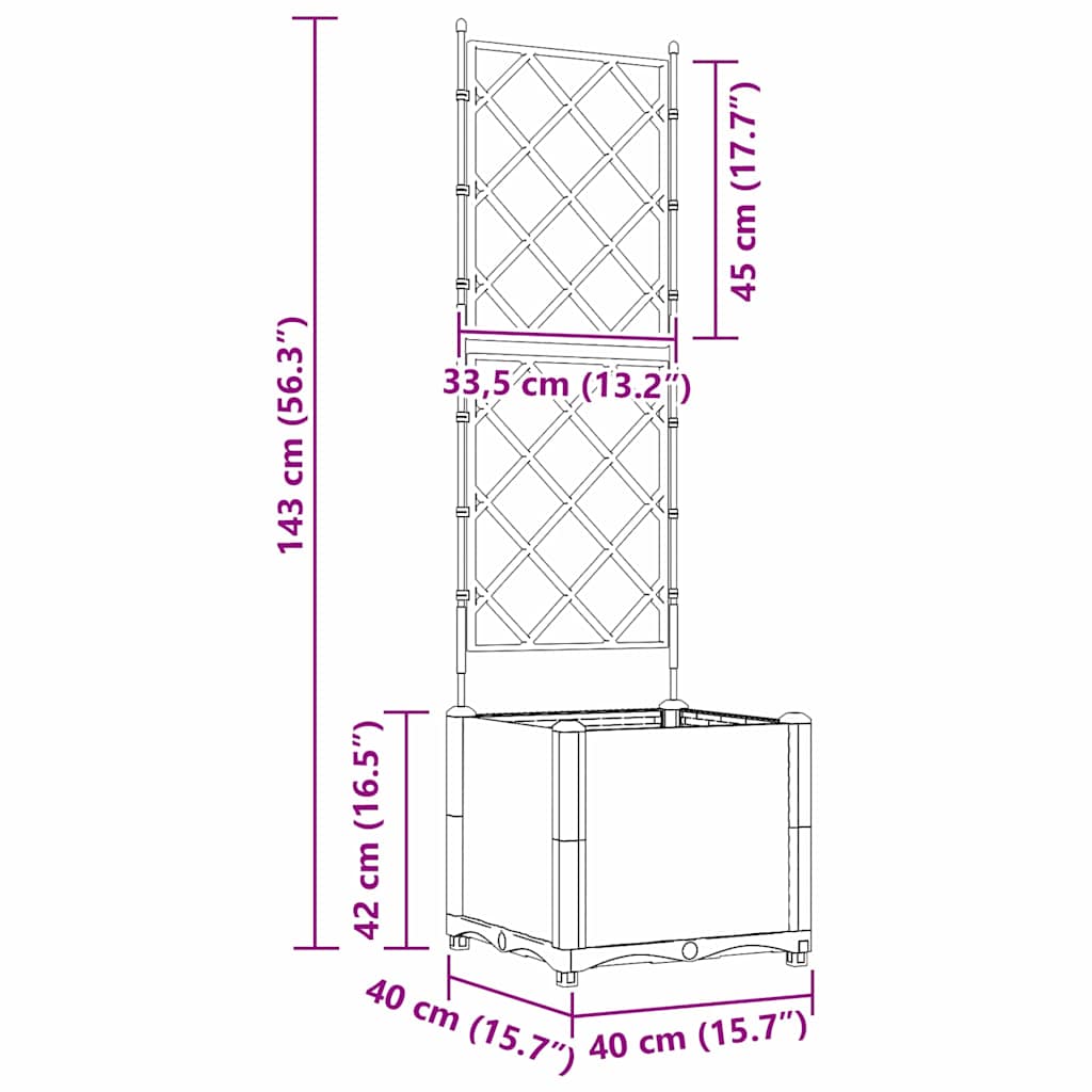 Havekrukke med trellis Hvid 40 x 40 x 143 cm PP