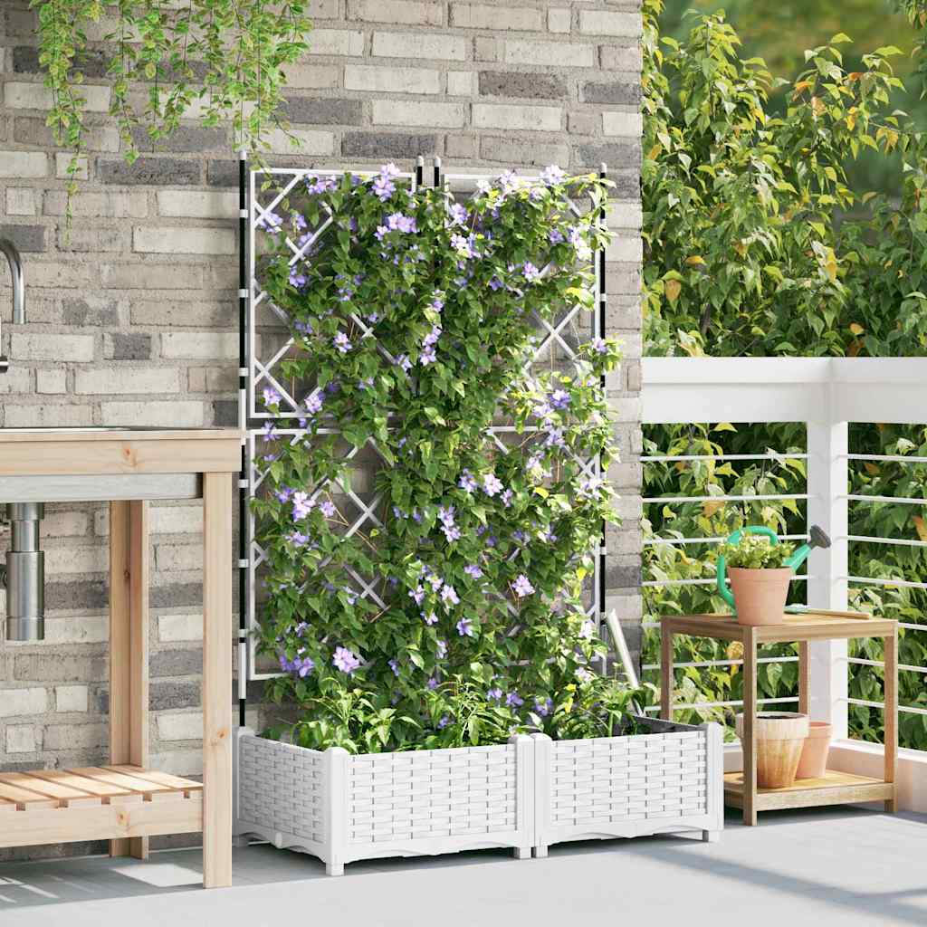 Havekrukke med trellis 2 pcs Hvid 80 x 40 x 125.5 cm PP