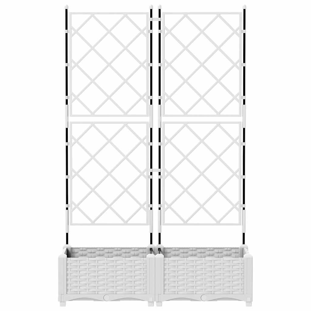 Havekrukke med trellis 2 pcs Hvid 80 x 40 x 125.5 cm PP