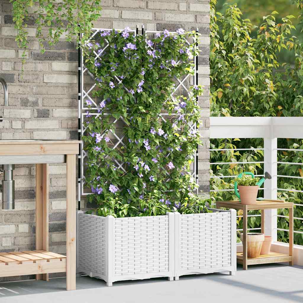 Havekrukke med trellis 2 pcs Hvid 80 x 40 x 143 cm PP