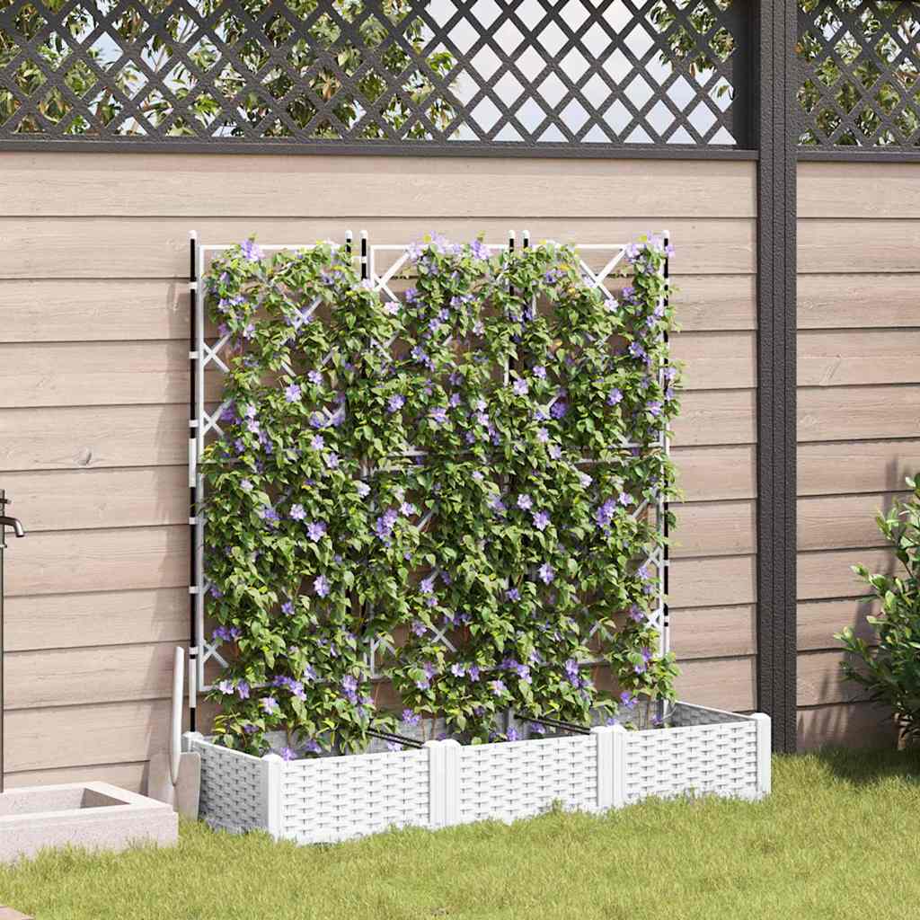 Havekrukke med trellis 3 pcs Hvid 120 x 40 x 125.5 cm PP