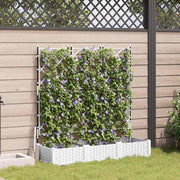 Havekrukke med trellis 3 pcs Hvid 120 x 40 x 125.5 cm PP