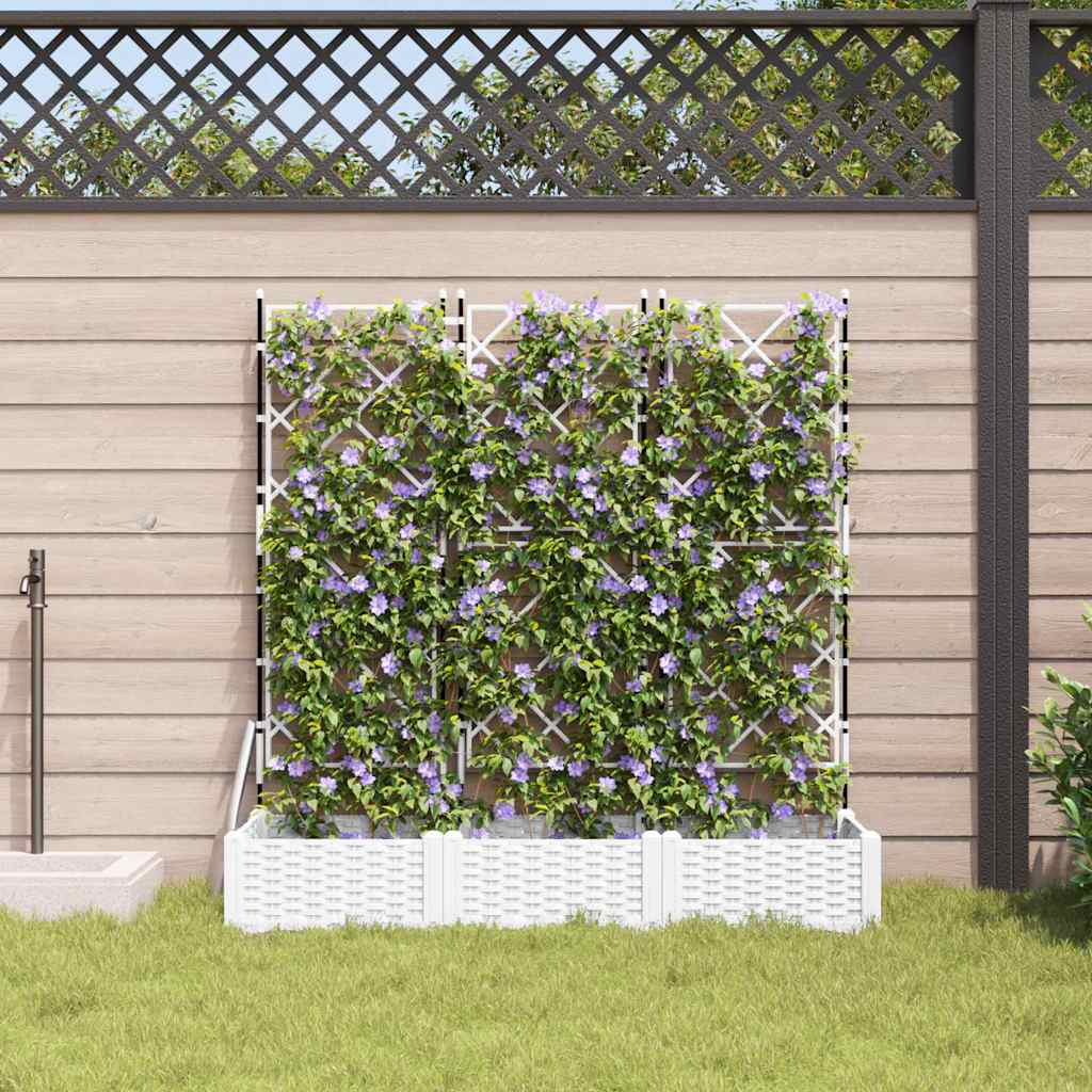 Havekrukke med trellis 3 pcs Hvid 120 x 40 x 125.5 cm PP