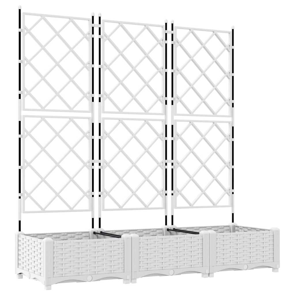 Havekrukke med trellis 3 pcs Hvid 120 x 40 x 125.5 cm PP
