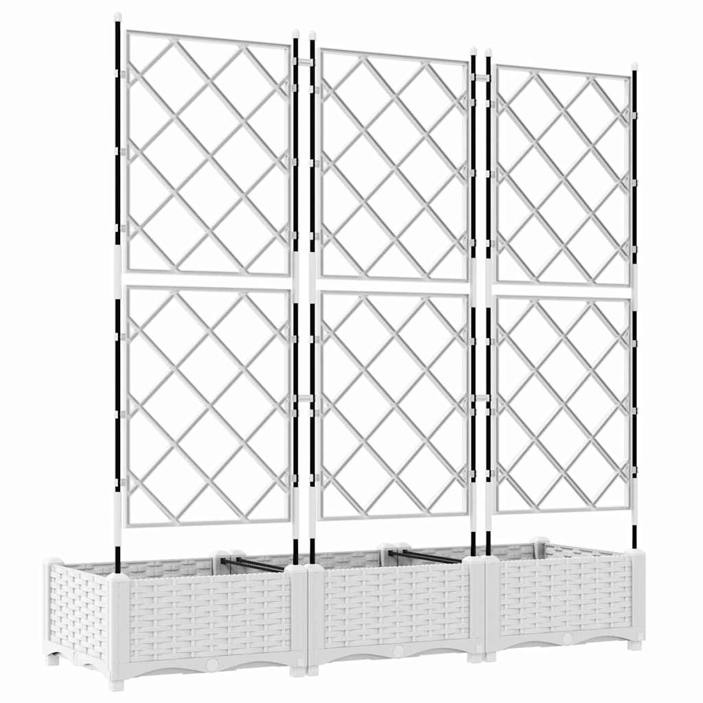 Havekrukke med trellis 3 pcs Hvid 120 x 40 x 125.5 cm PP