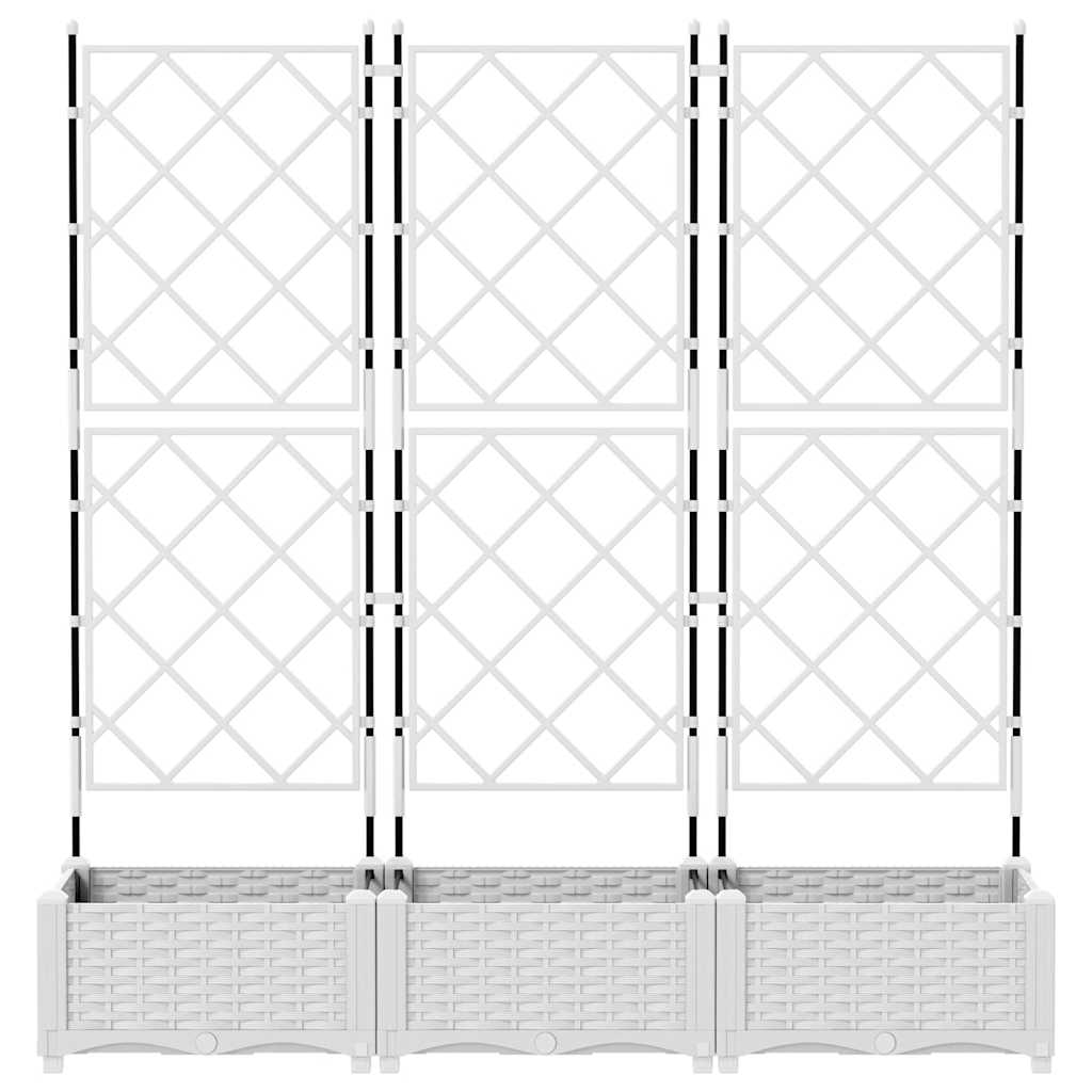 Havekrukke med trellis 3 pcs Hvid 120 x 40 x 125.5 cm PP