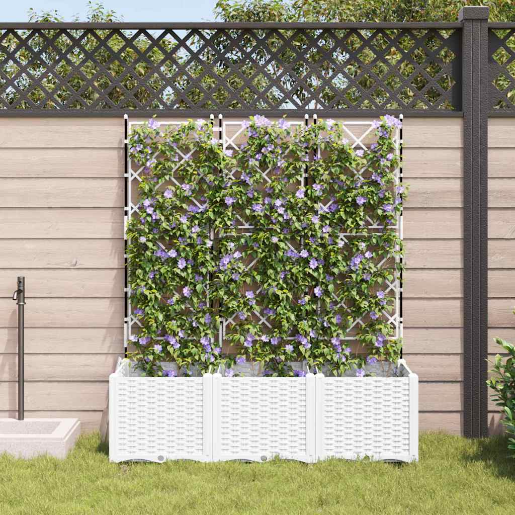 Havekrukke med trellis 3 pcs Hvid 120 x 40 x 143 cm PP