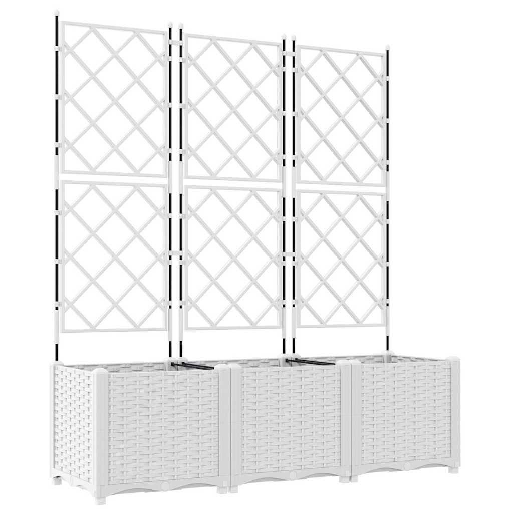 Havekrukke med trellis 3 pcs Hvid 120 x 40 x 143 cm PP