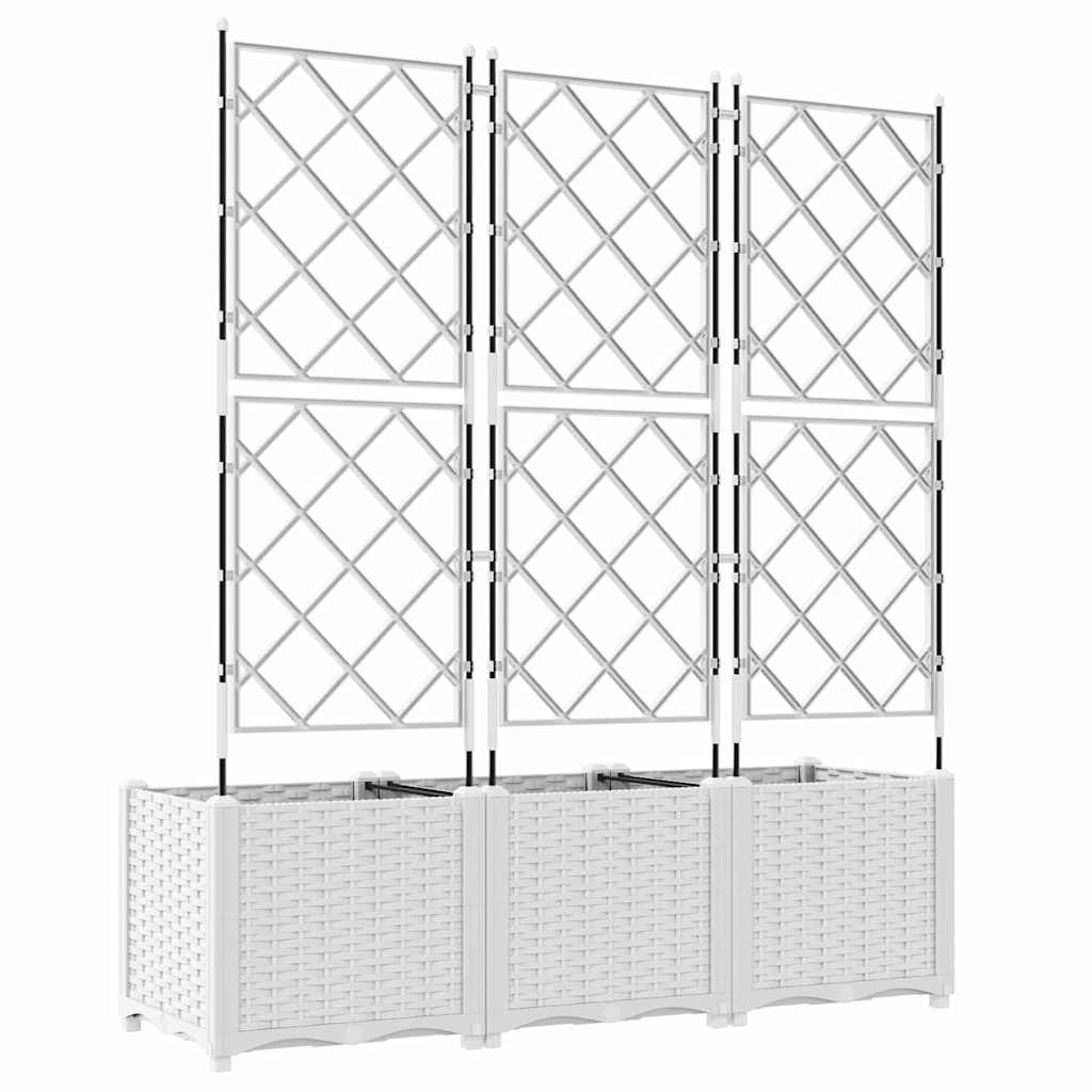 Havekrukke med trellis 3 pcs Hvid 120 x 40 x 143 cm PP