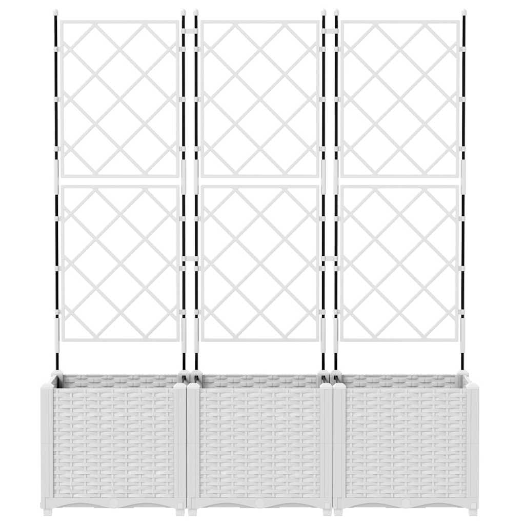 Havekrukke med trellis 3 pcs Hvid 120 x 40 x 143 cm PP