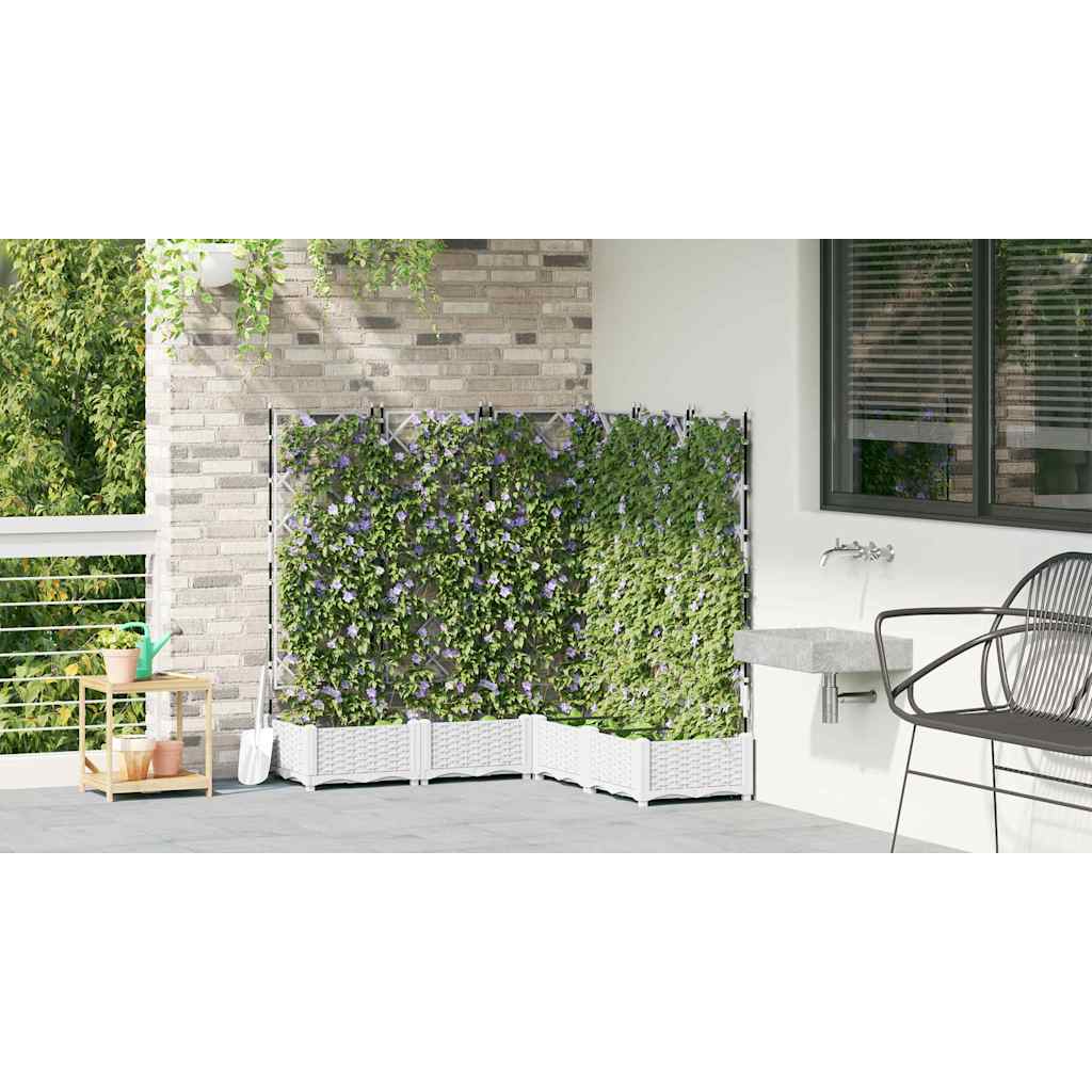 Havekrukke med trellis 5 pcs Hvid 120 x 120 x 125.5 cm PP