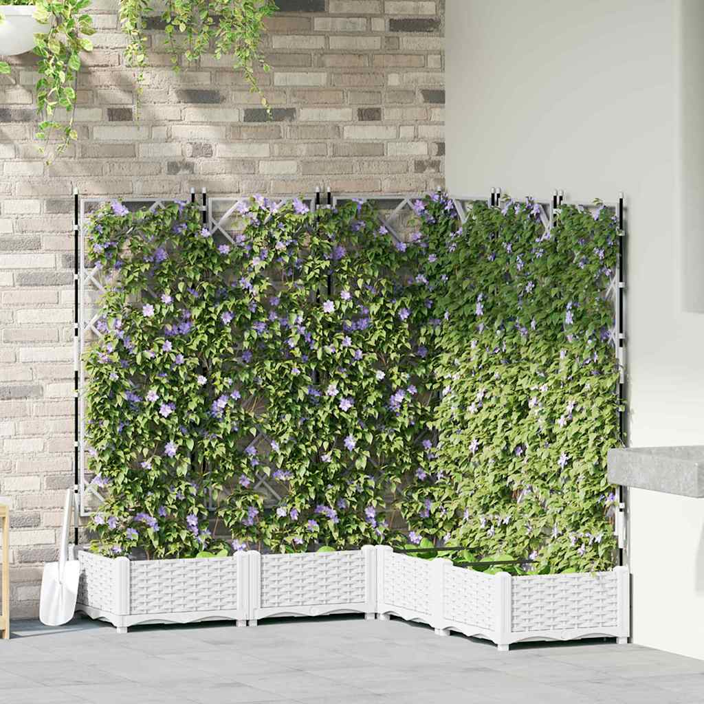 Havekrukke med trellis 5 pcs Hvid 120 x 120 x 125.5 cm PP