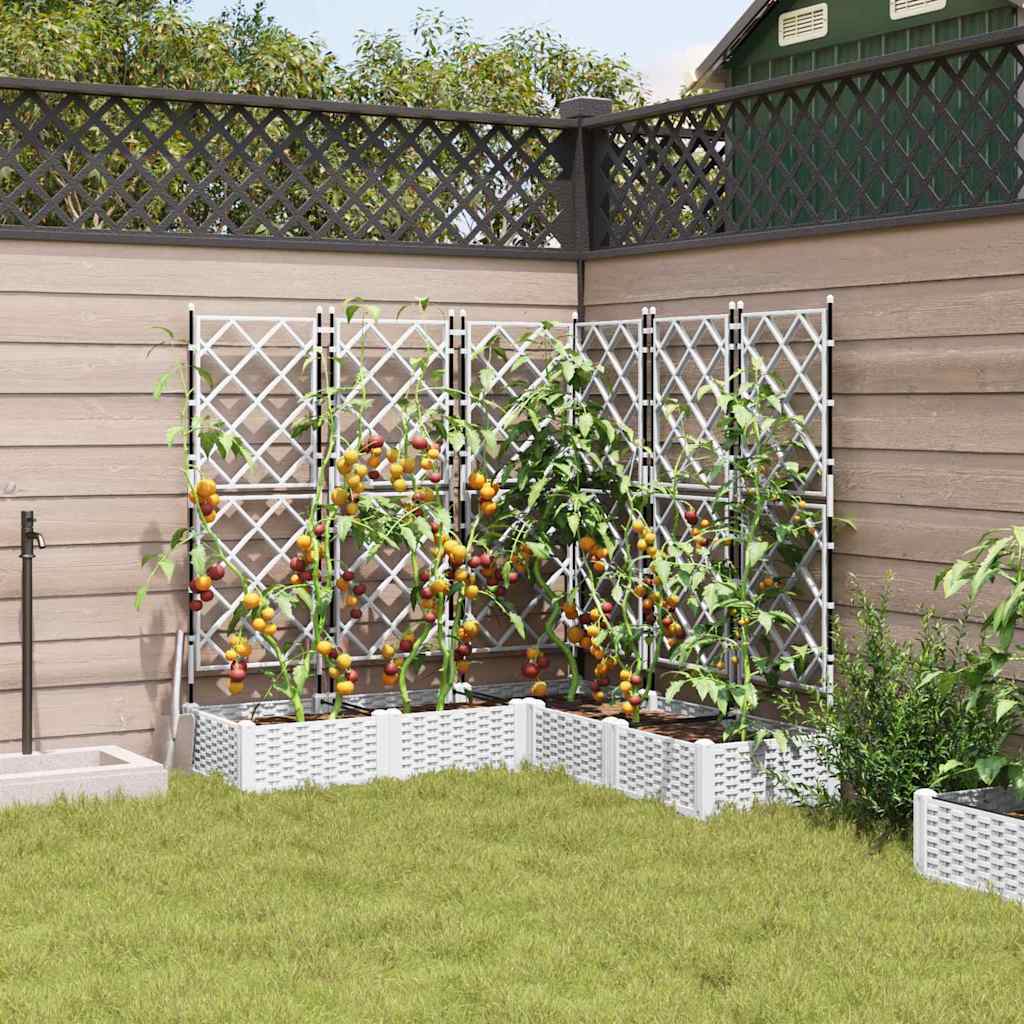 Havekrukke med trellis 5 pcs Hvid 120 x 120 x 125.5 cm PP