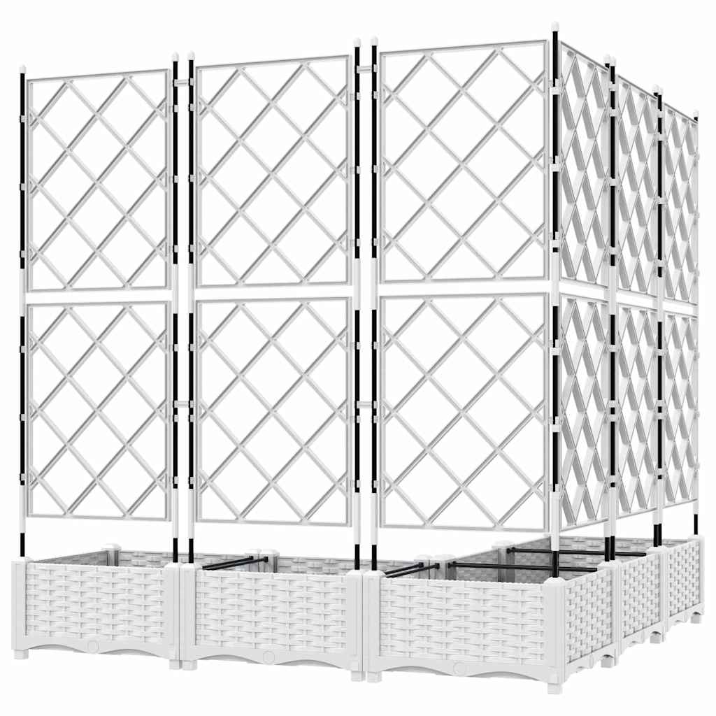 Havekrukke med trellis 5 pcs Hvid 120 x 120 x 125.5 cm PP